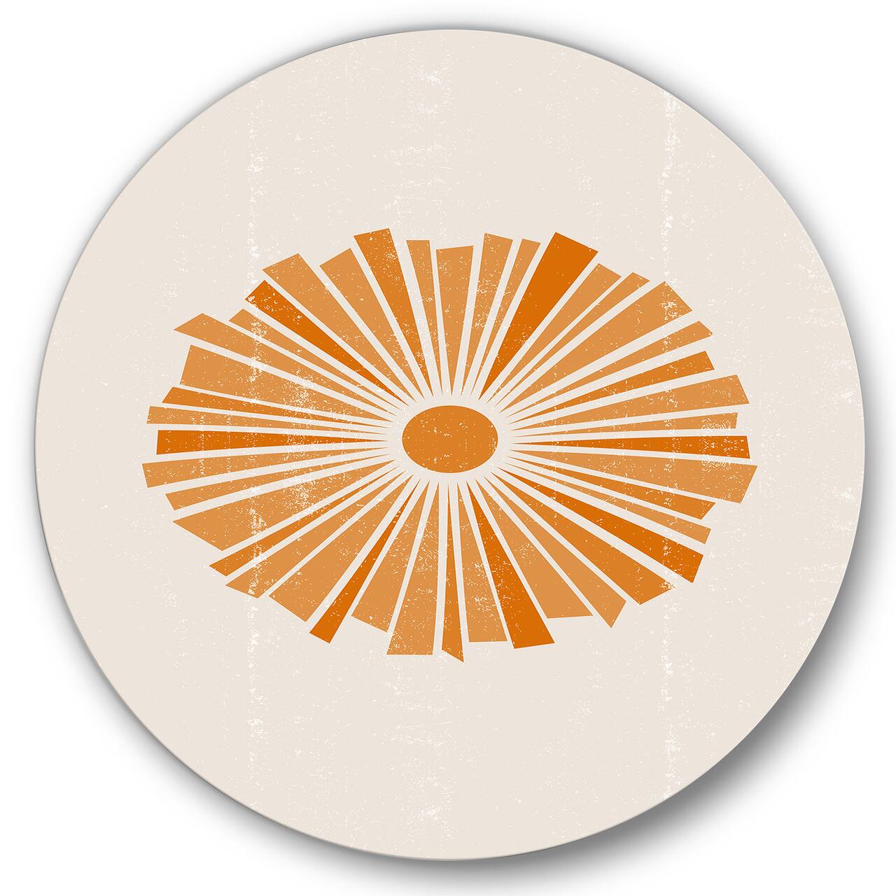 Designart - Minimal Orange Radiant Sun I - Modern Metal Circle Wall Art
